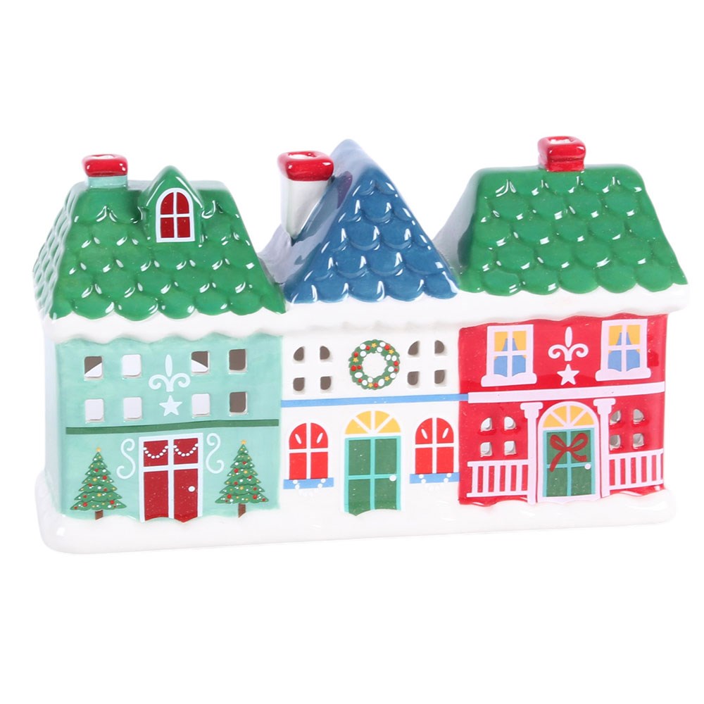 Christmas Street Tealight &amp; Incense Cone Holder