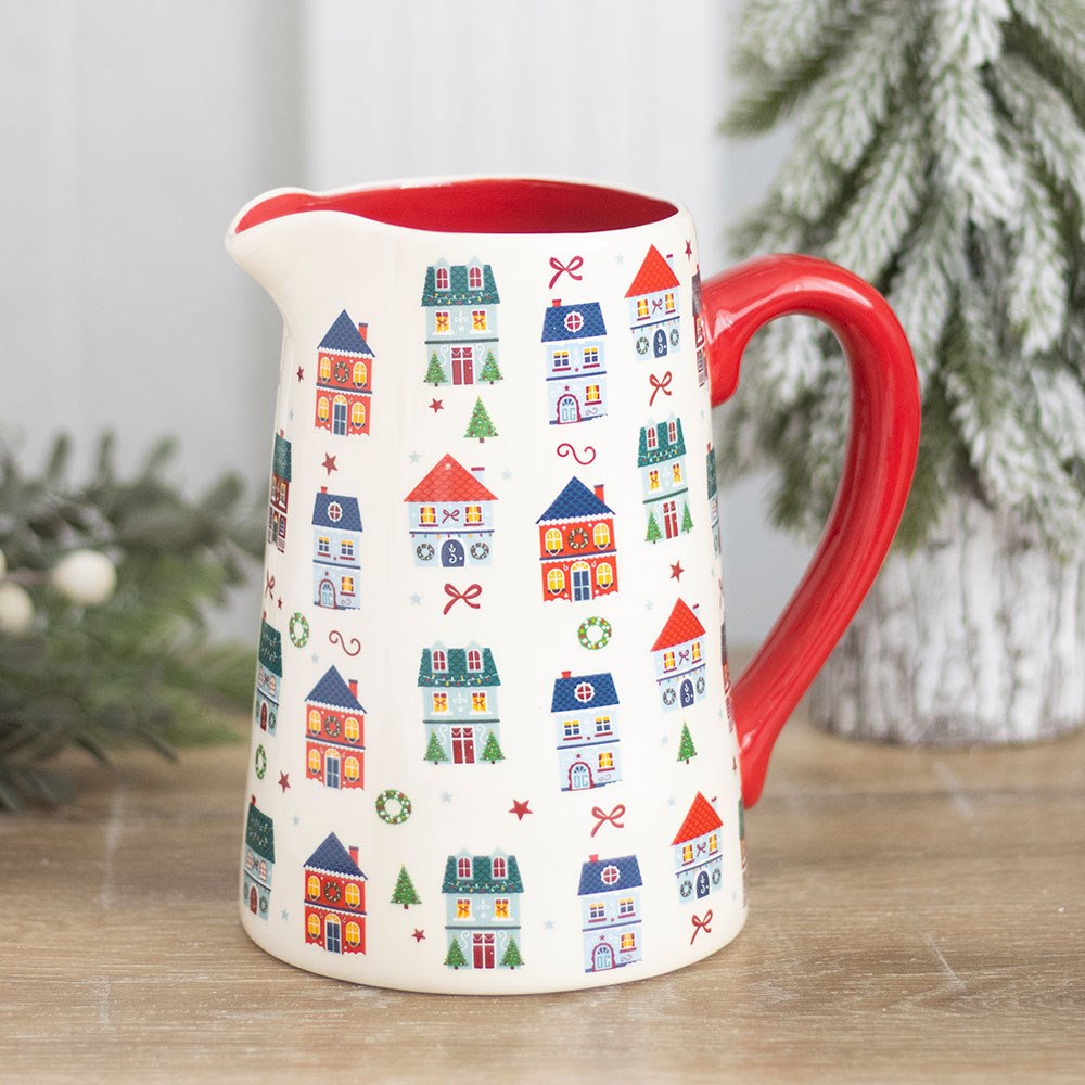 Christmas Street Ceramic Flower Jug