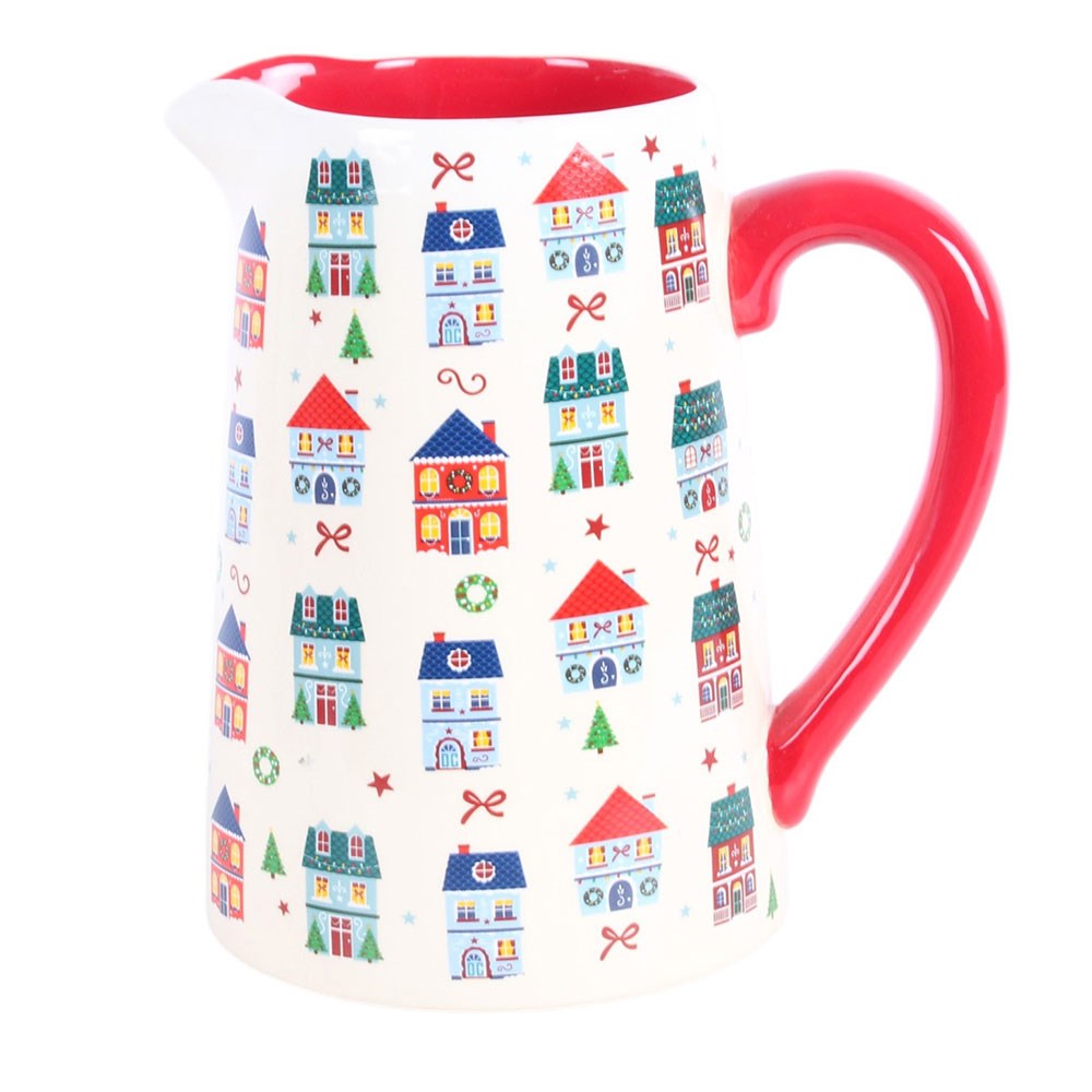Christmas Street Ceramic Flower Jug