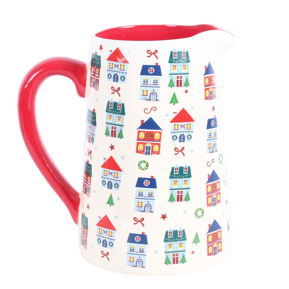 Christmas Street Ceramic Flower Jug