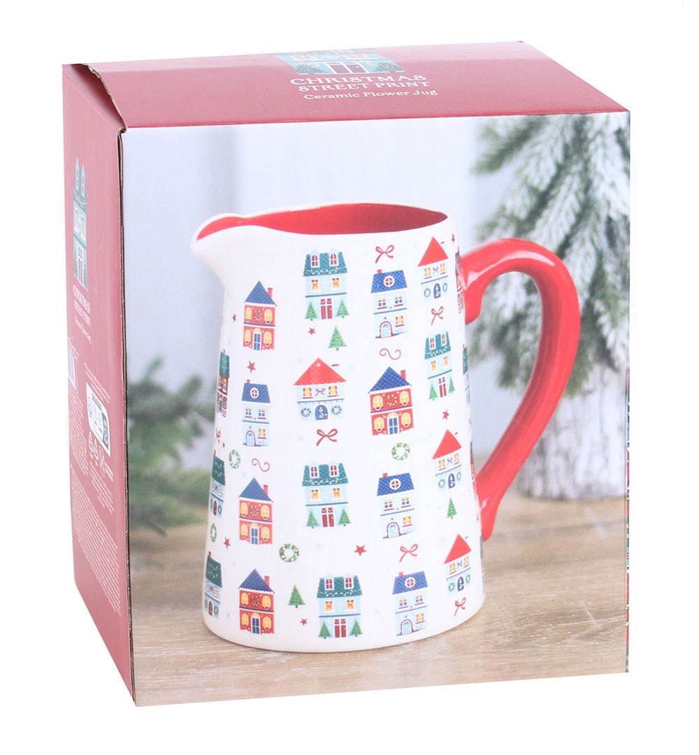 Christmas Street Ceramic Flower Jug