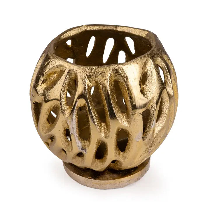 Small Gold Metal Organic Tealight Holder