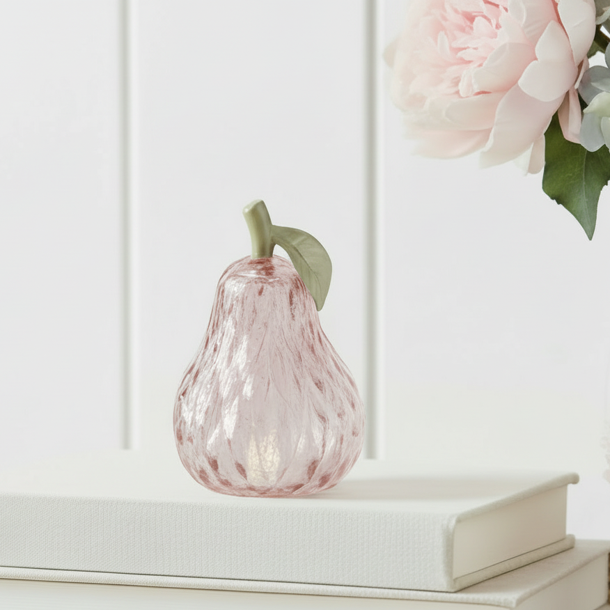 Mini Lilac LED Diamond Cut Glass Pear