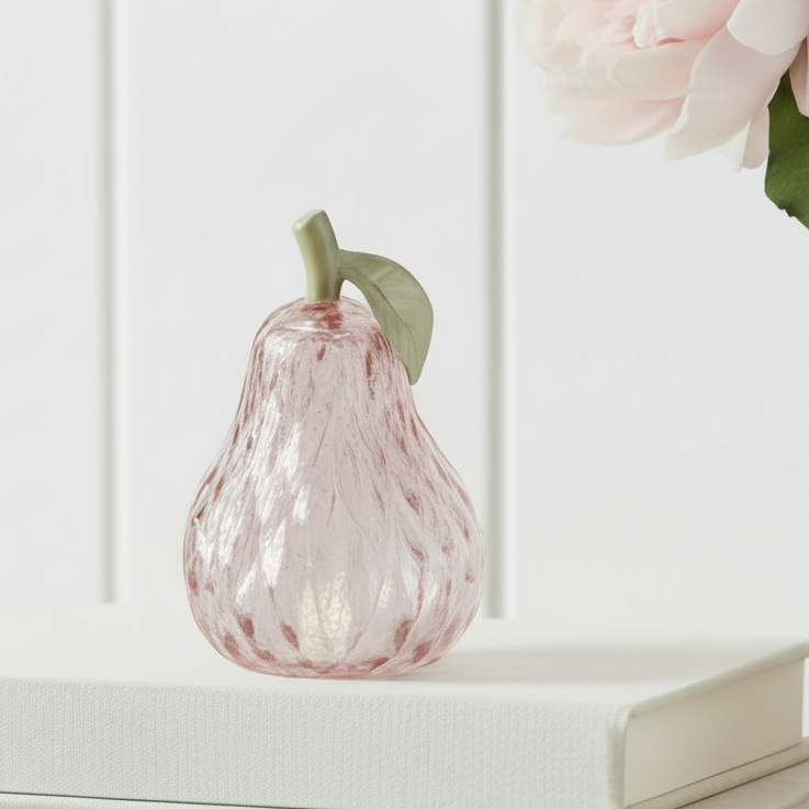 Mini Lilac LED Diamond Cut Glass Pear