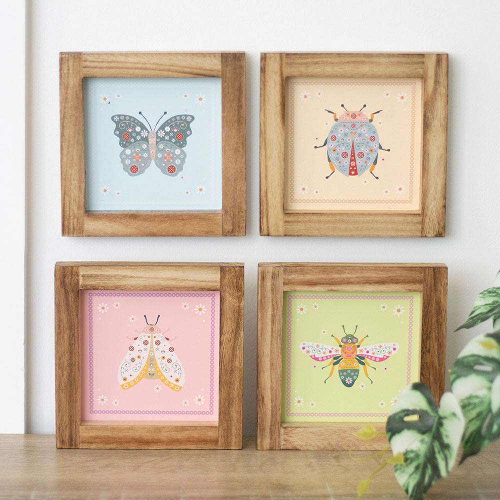 Floral Bug Print Framed Art Print Set
