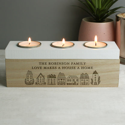 Personalised Home Triple Tealight Box