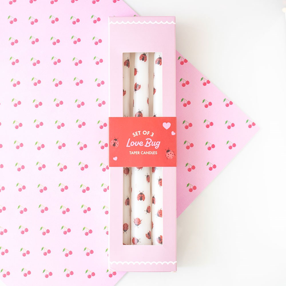 Love Bug Ladybird Taper Candles Set of 3