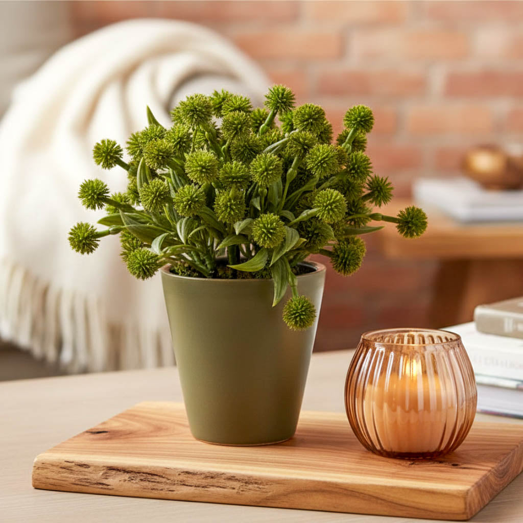 Green Faux Allium in Pot