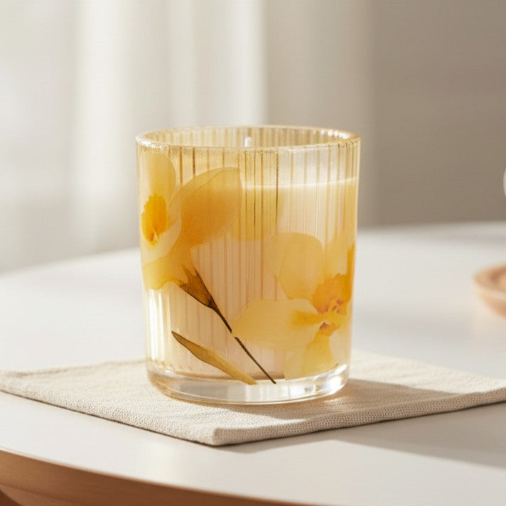 Neroli &amp; Sweet Orange Ridged Glass Candle