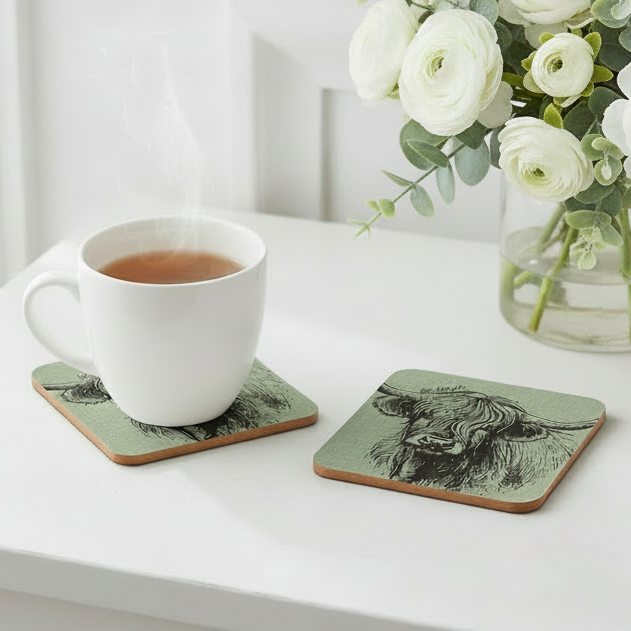 Highland Cow Coasters Set of 4