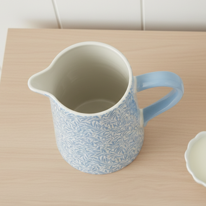 Tall Blue Leafy Trellis Jug