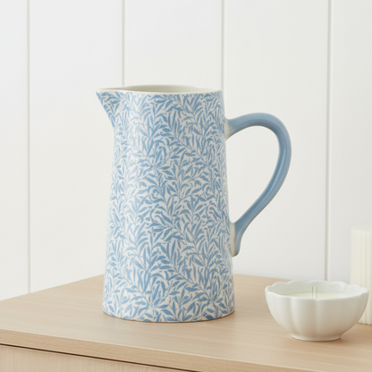 Tall Blue Leafy Trellis Jug