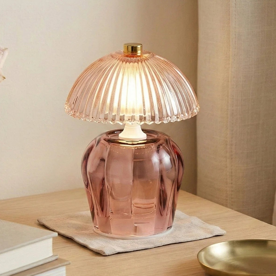 Pink Vintage Style LED Glass Night Lamp
