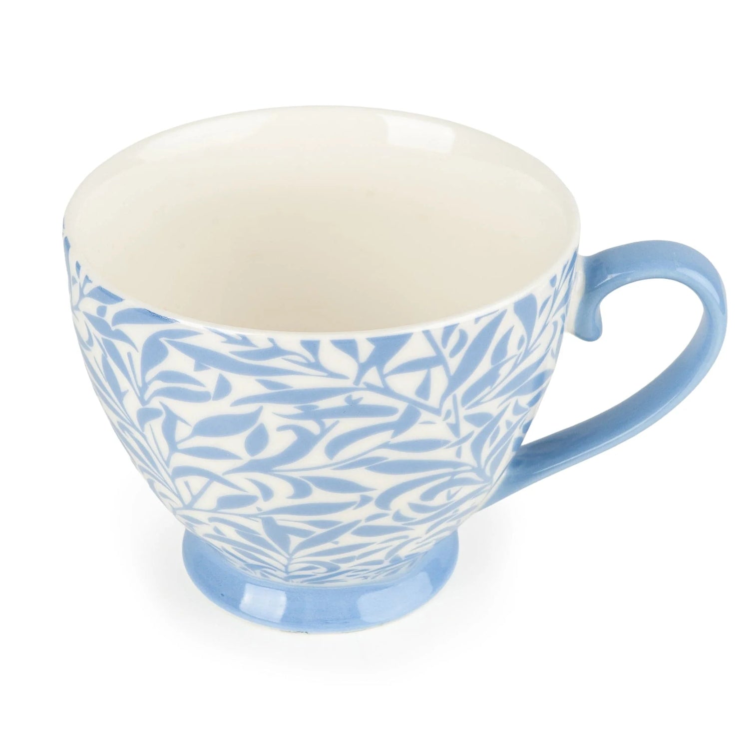 Blue Leafy Trellis Footed Mug