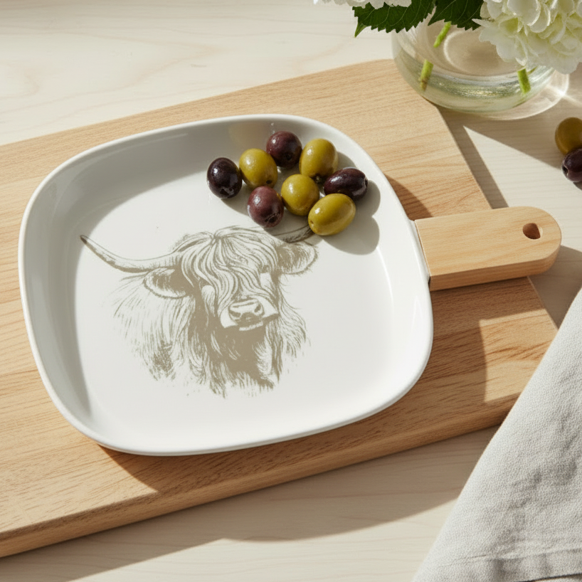 Highland Cow Serving Paddle Board