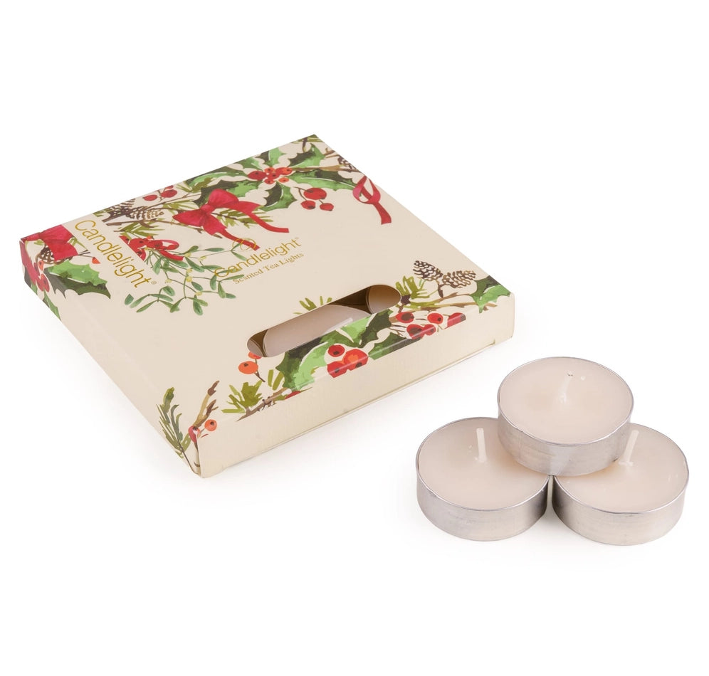 Festive Florals Ribbons &amp; Bows Scented Tealights 9 Pack