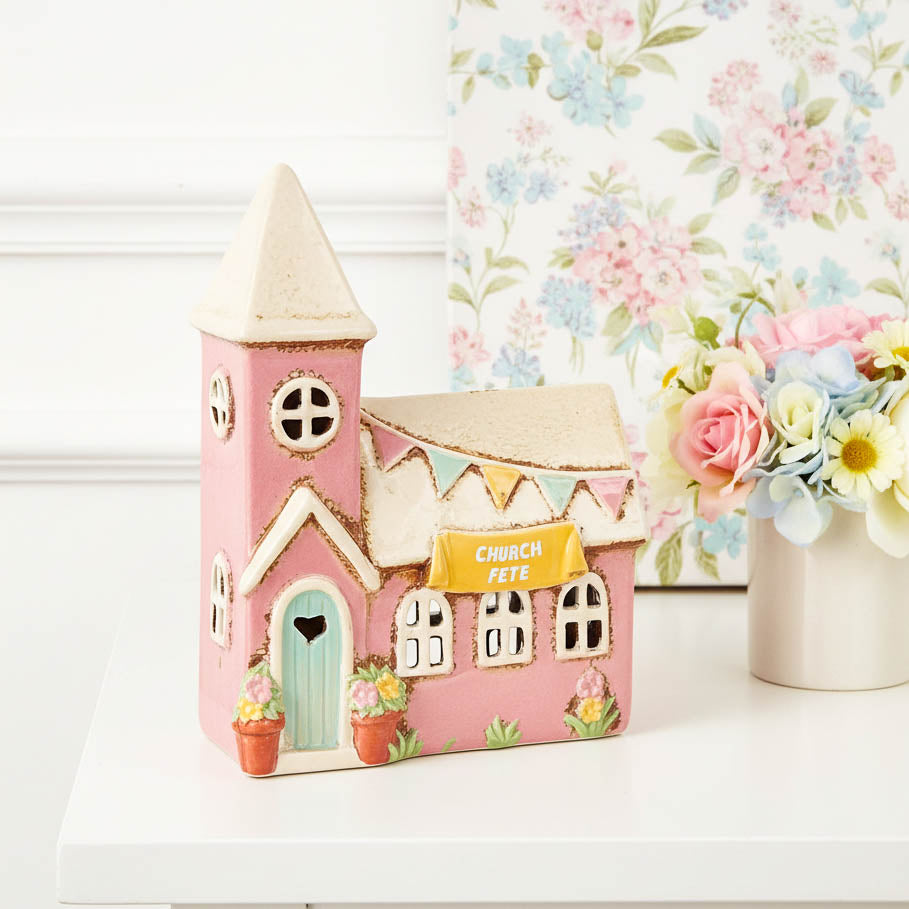 Village Pottery Garden Fete Tealight Church