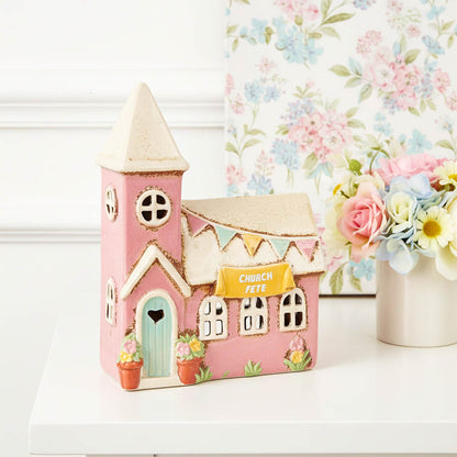 Village Pottery Garden Fete Tealight Church