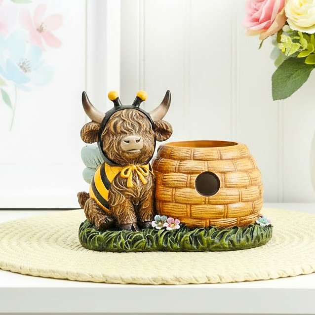 Mini Highland Cow Beehive Planter