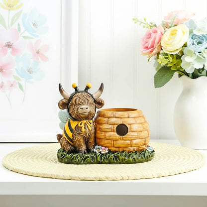 Mini Highland Cow Beehive Planter