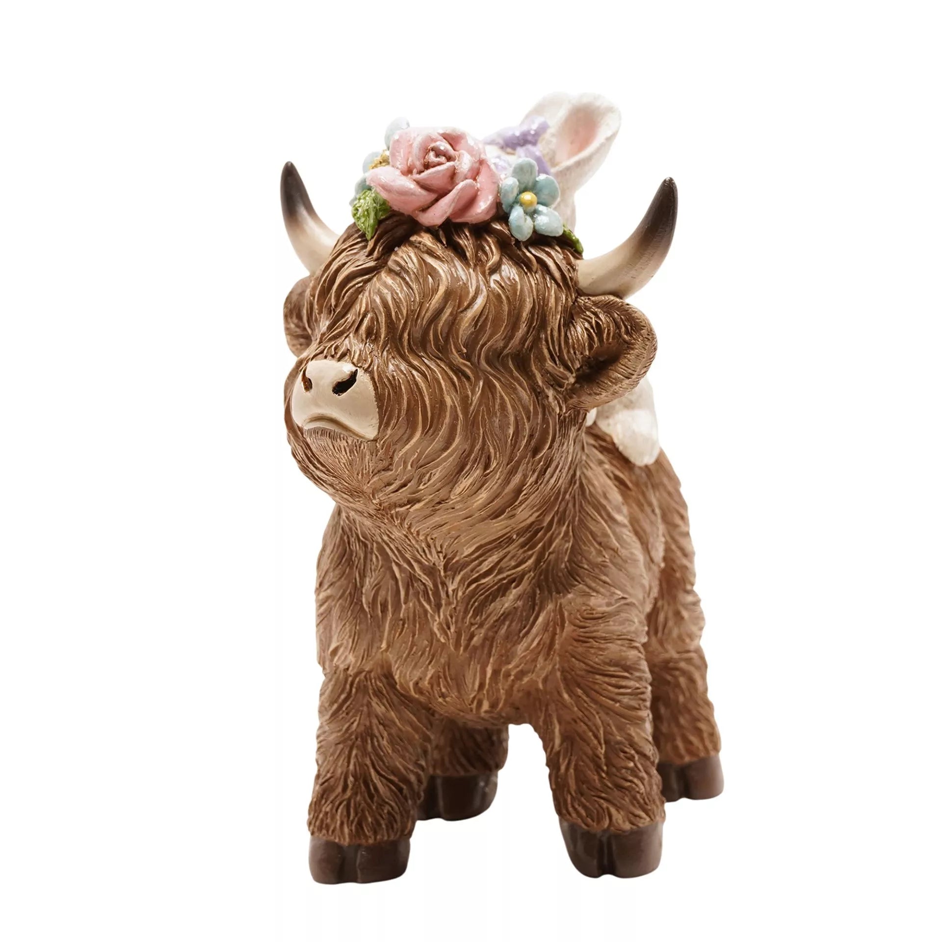 Standing Highland Cow with Bunny