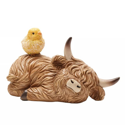 Mini Highland Cow with Easter Chick