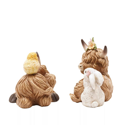 Mini Highland Cow with Easter Chick