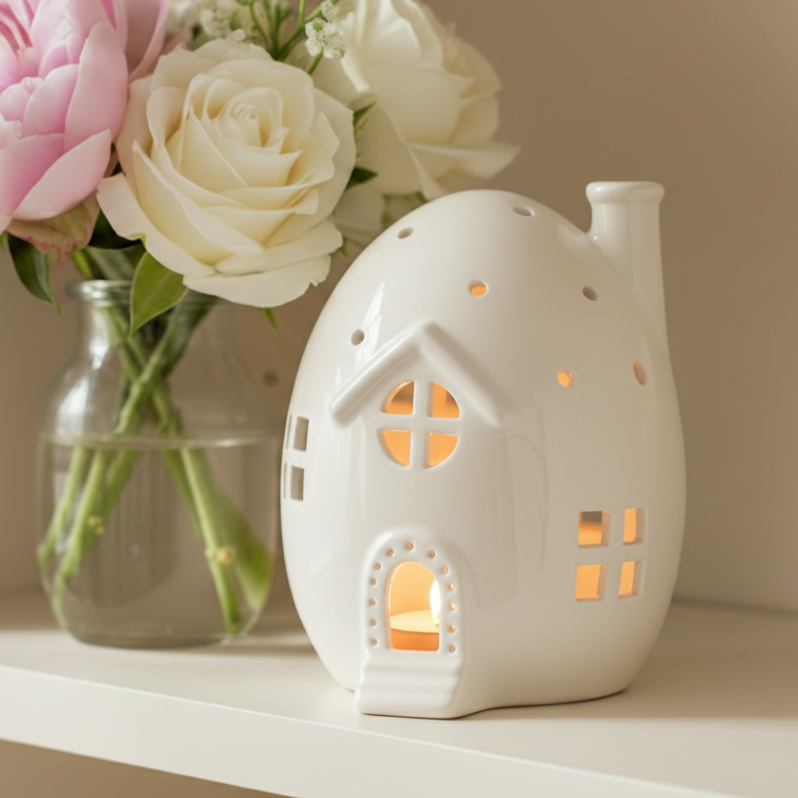 White Tealight Egg House