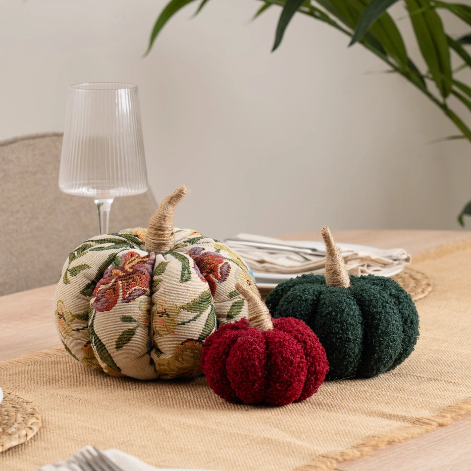 Set of 3 Damask &amp; Boucle Pumpkins