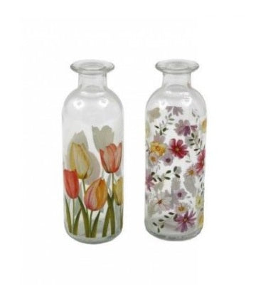 Small Floral Glass Bottle Vase