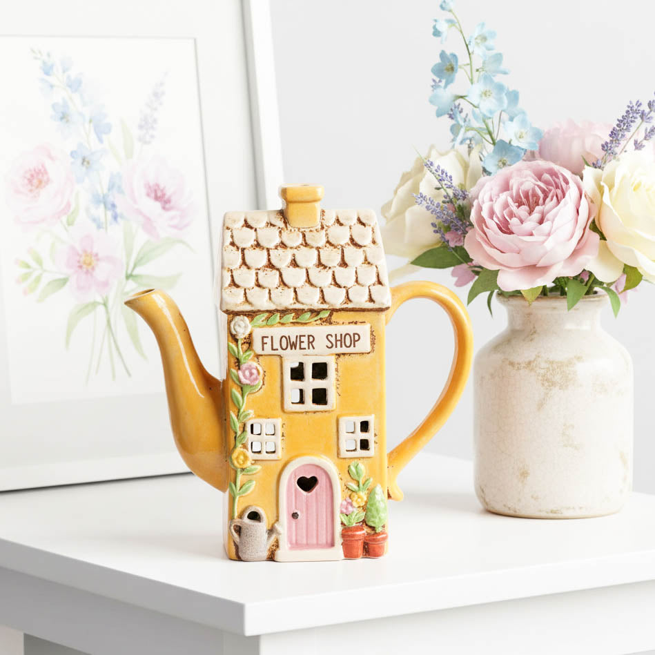 Village Pottery Flower Shop Tealight Teapot