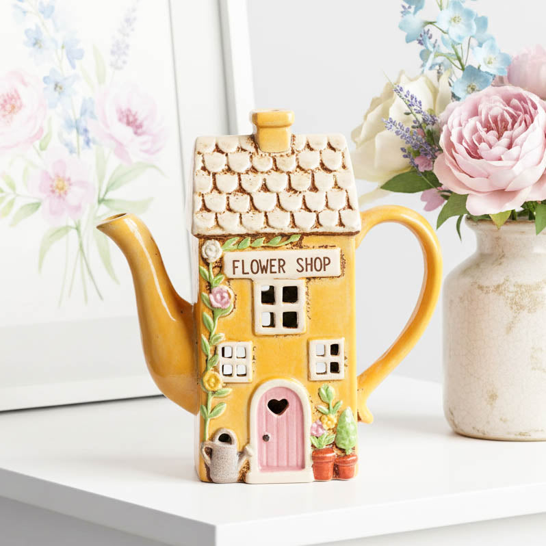 Village Pottery Flower Shop Tealight Teapot
