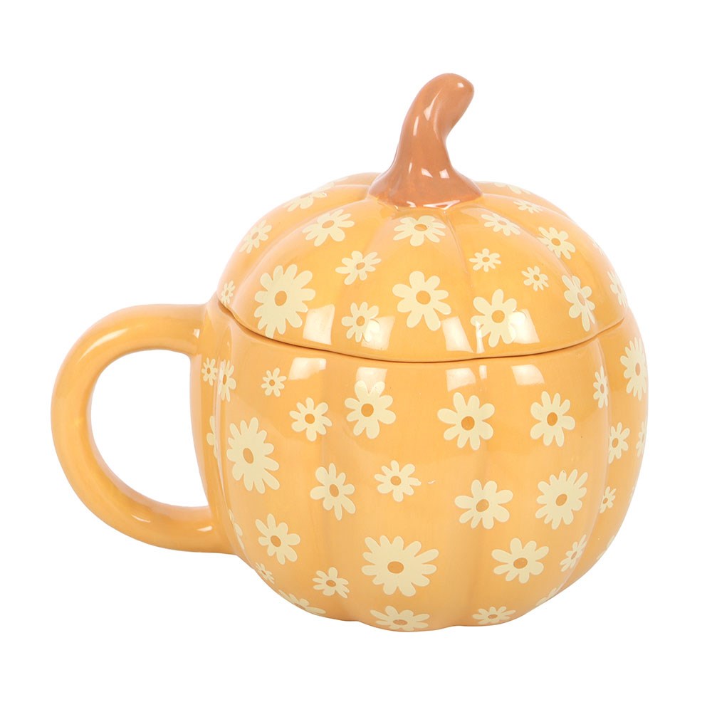 Floral Pumpkin Lidded Mug