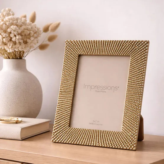 Champagne Gold Beaded Sunburst Photo Frame 5" x 7"
