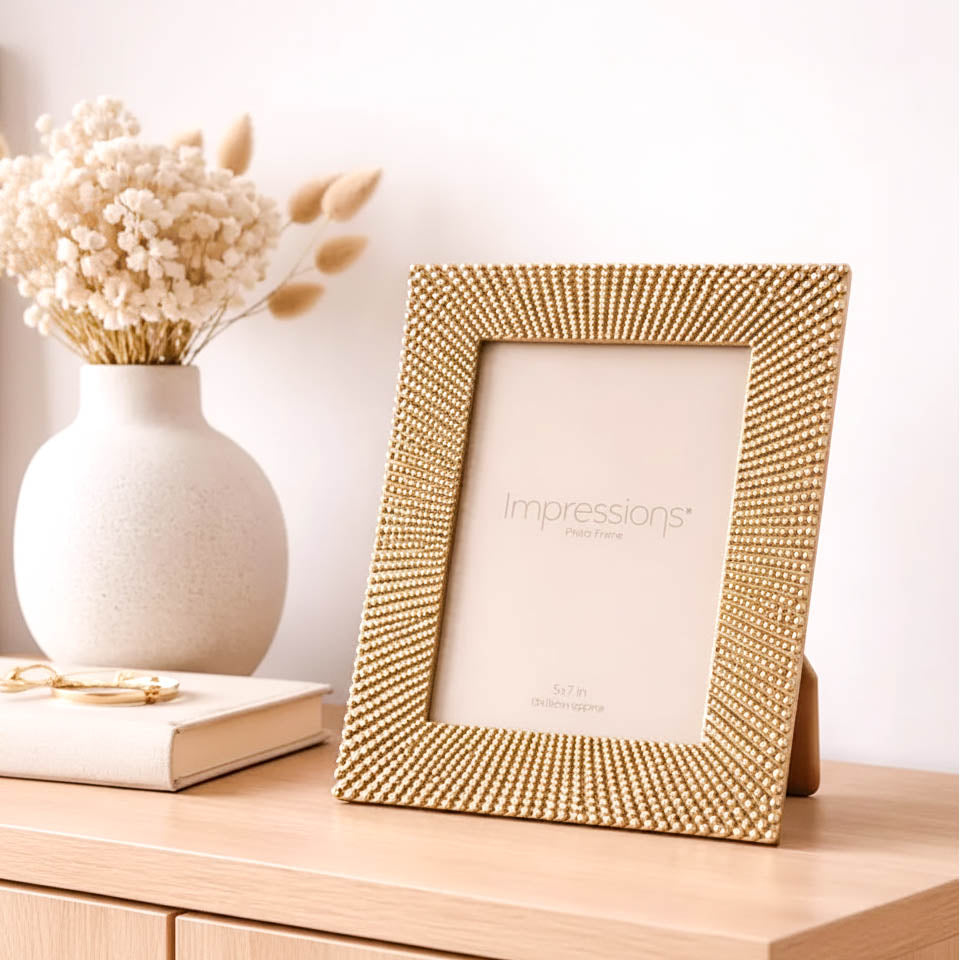 Champagne Gold Beaded Sunburst Photo Frame 5" x 7"