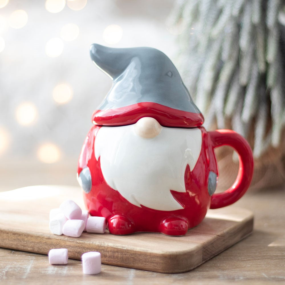 Grey &amp; Red Gonk Lidded Mug