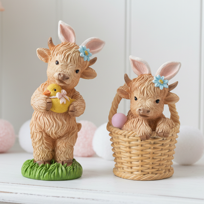 Easter Standing Highland Cow Figurine