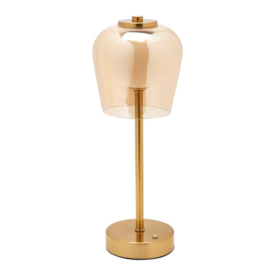 Bronze USB LED Touch Table Lamp with Glass Shade