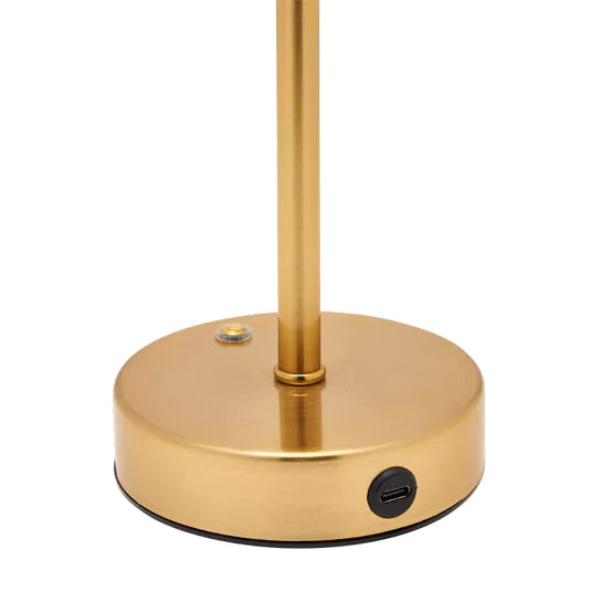 Bronze USB LED Touch Table Lamp with Glass Shade