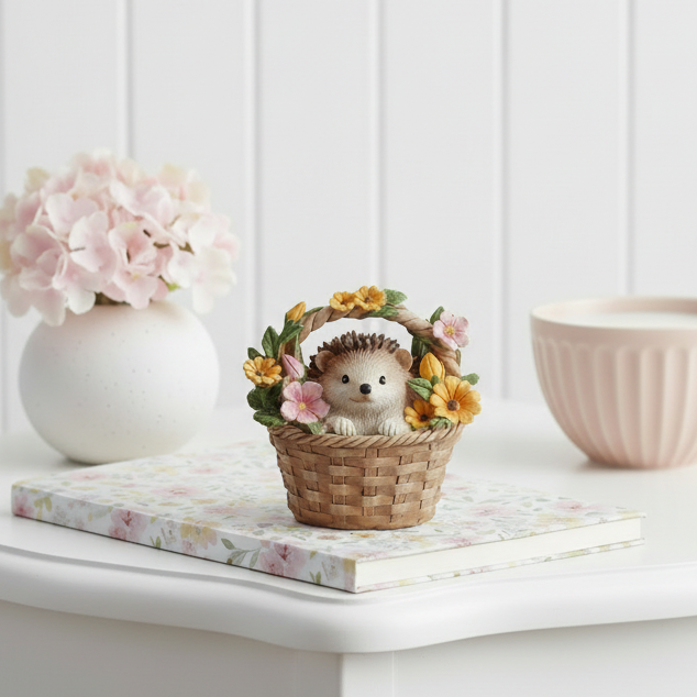 Mini Hedgehog in Flower Basket