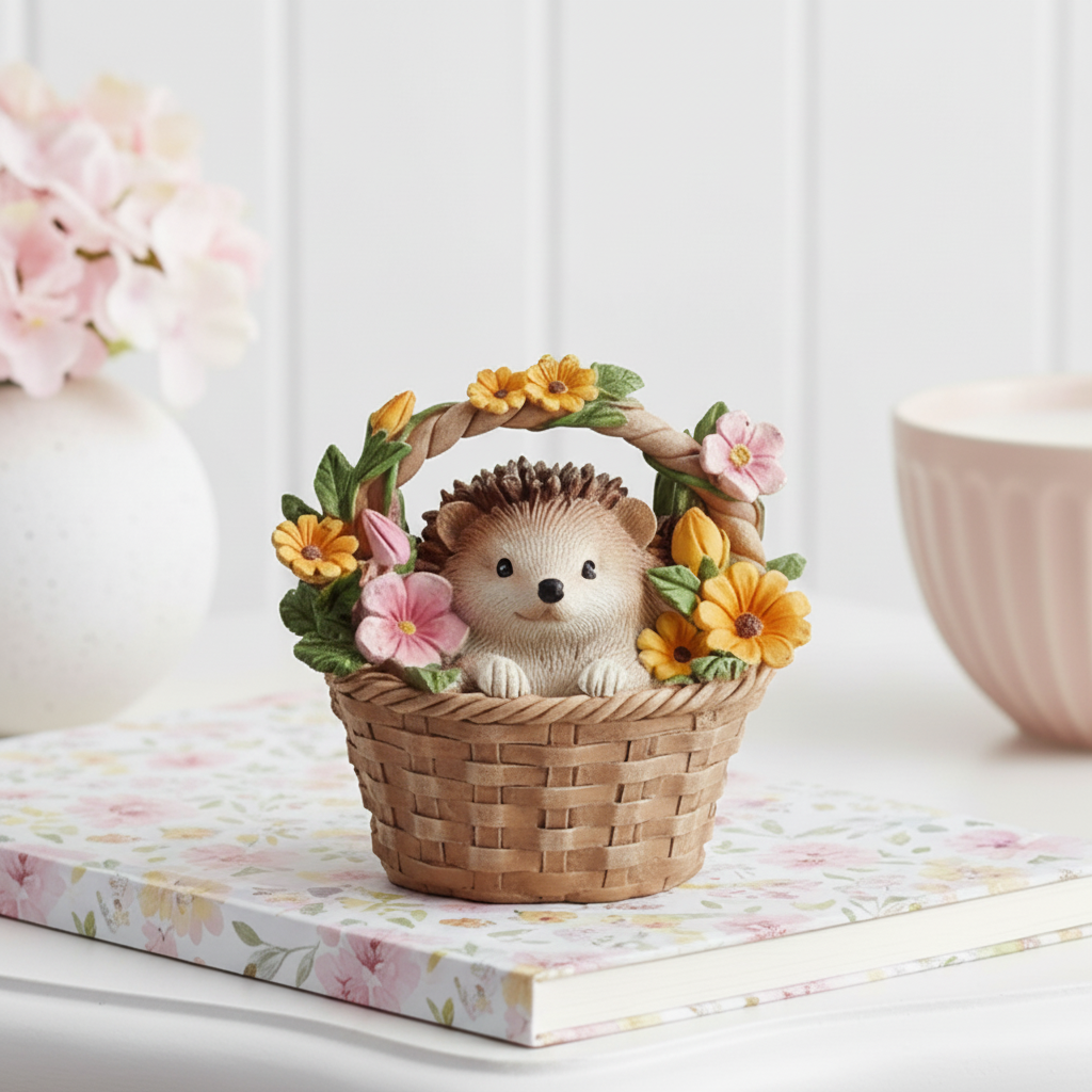 Mini Hedgehog in Flower Basket