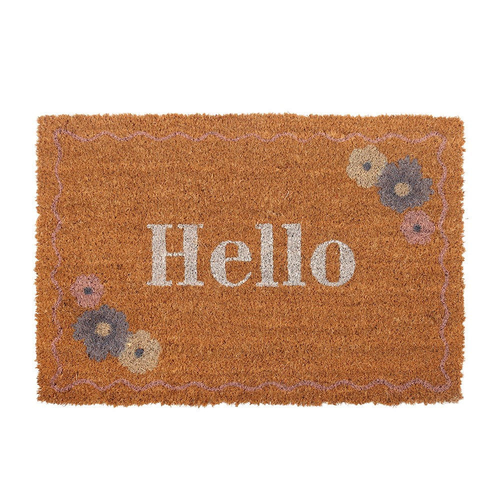 Floral Hello Natural Doormat