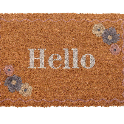 Floral Hello Natural Doormat