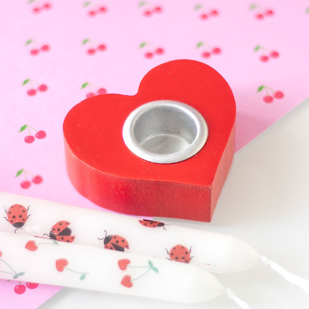 Red Love Heart MDF Candle Holder