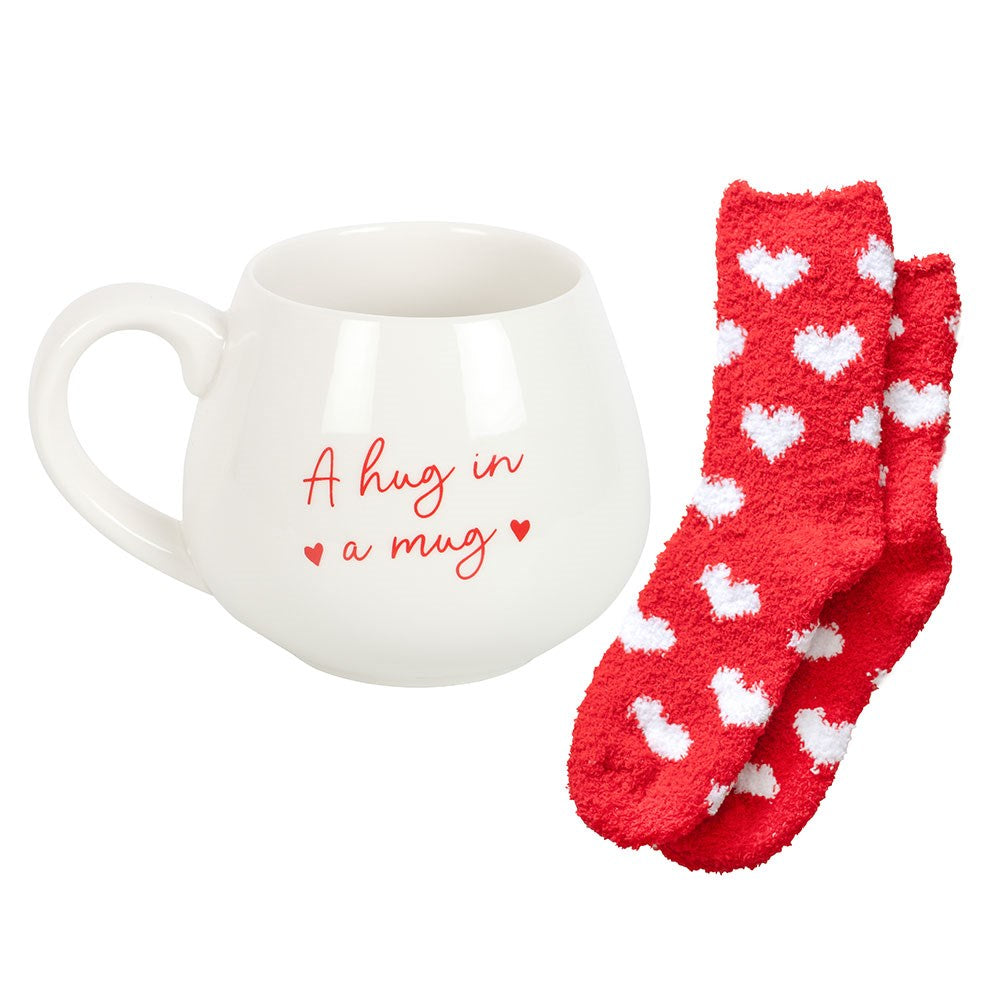 Hug In A Mug Heart Mug &amp; Socks Gift Set