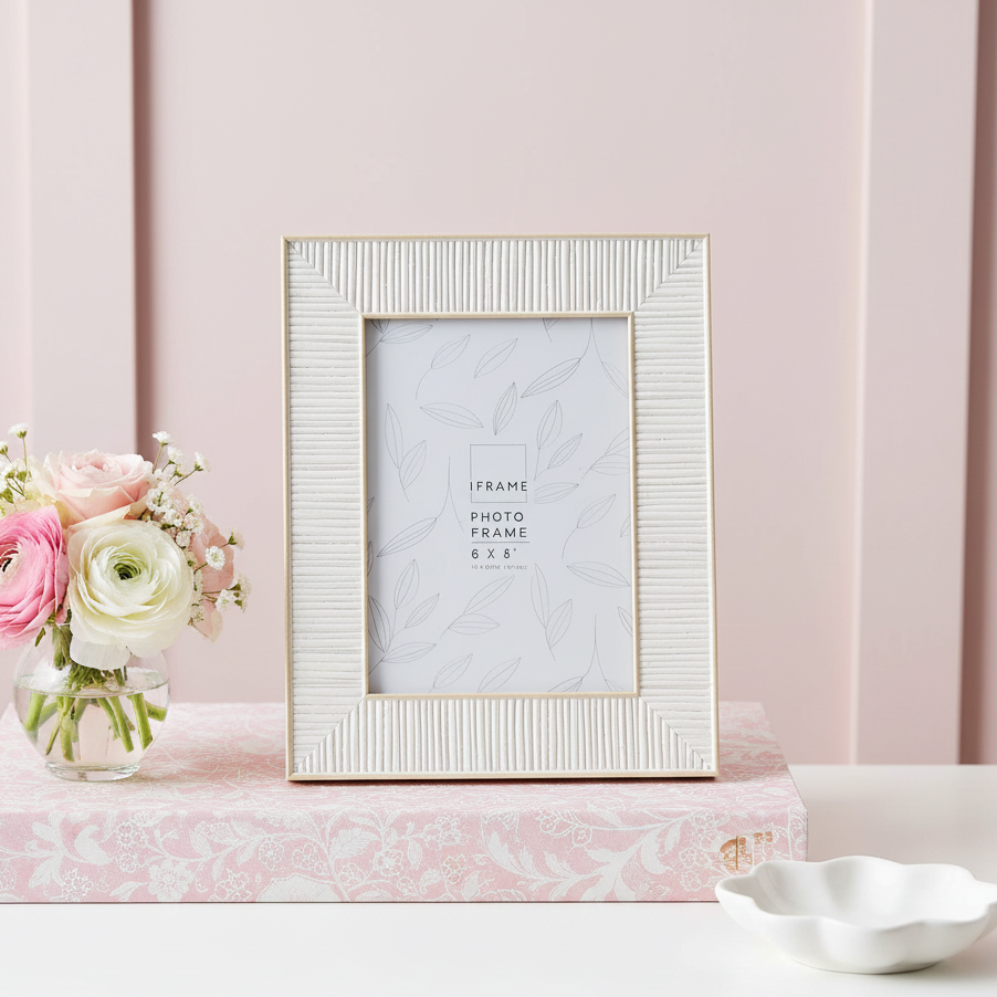White Rattan Effect Photo Frame 8" x 6"