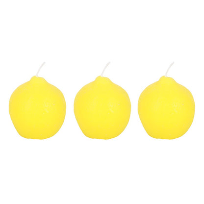 Set of 3 Lemon Shaped Unscented Candles