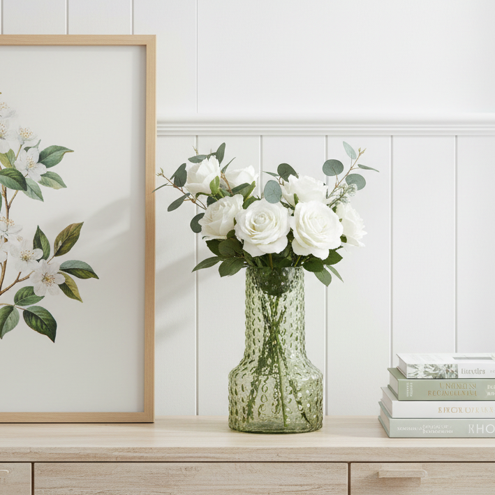 Light Green Beaded Glass Vase