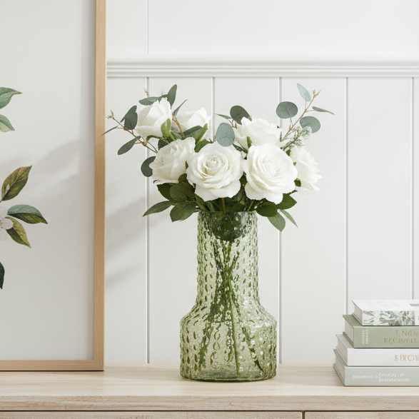 Light Green Beaded Glass Vase