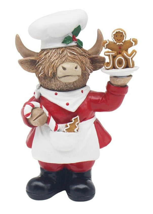 Christmas Chef Highland Cow with Joy Biscuit